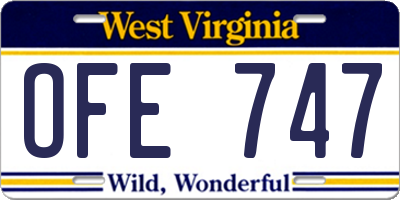 WV license plate OFE747