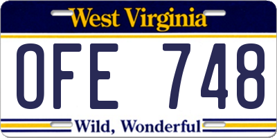 WV license plate OFE748