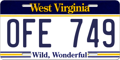 WV license plate OFE749