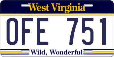 WV license plate OFE751