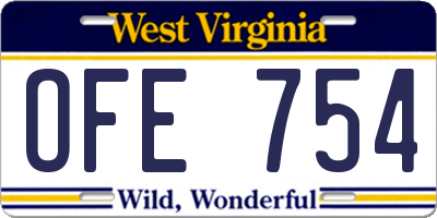 WV license plate OFE754