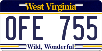 WV license plate OFE755