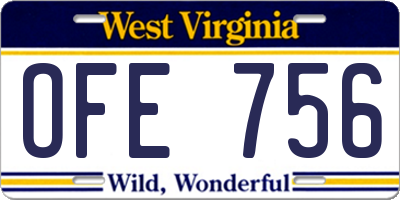 WV license plate OFE756