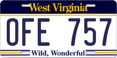 WV license plate OFE757