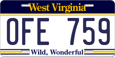 WV license plate OFE759