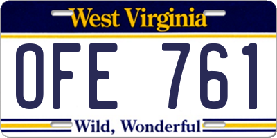 WV license plate OFE761