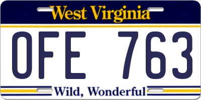 WV license plate OFE763