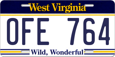 WV license plate OFE764