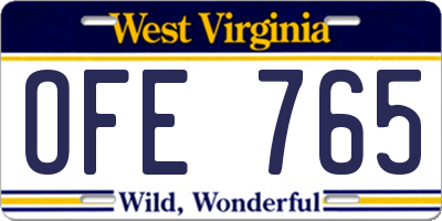 WV license plate OFE765