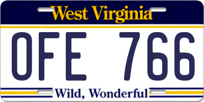 WV license plate OFE766