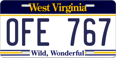 WV license plate OFE767