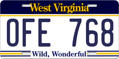 WV license plate OFE768