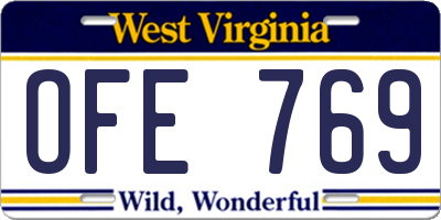 WV license plate OFE769