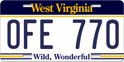 WV license plate OFE770