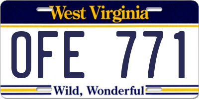 WV license plate OFE771