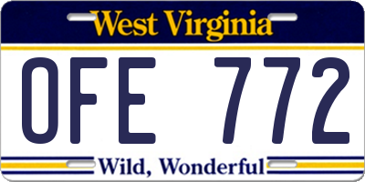 WV license plate OFE772