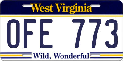 WV license plate OFE773