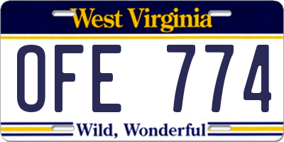 WV license plate OFE774