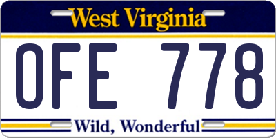 WV license plate OFE778