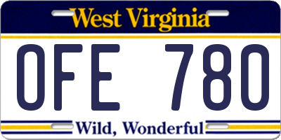 WV license plate OFE780