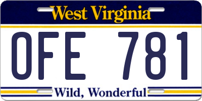 WV license plate OFE781
