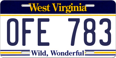 WV license plate OFE783