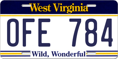 WV license plate OFE784