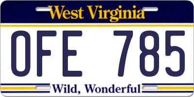 WV license plate OFE785
