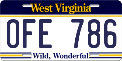 WV license plate OFE786