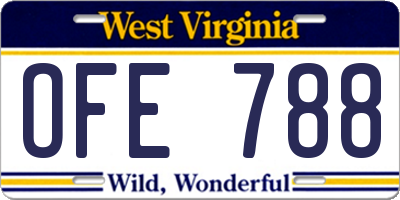 WV license plate OFE788