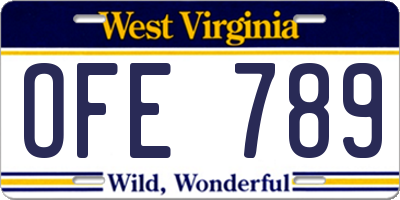 WV license plate OFE789