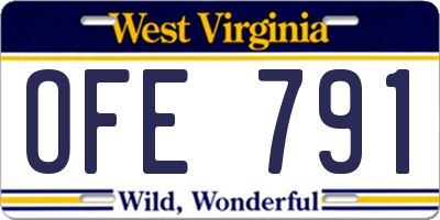 WV license plate OFE791