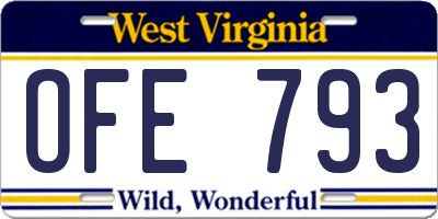 WV license plate OFE793