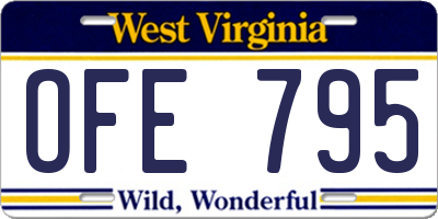 WV license plate OFE795