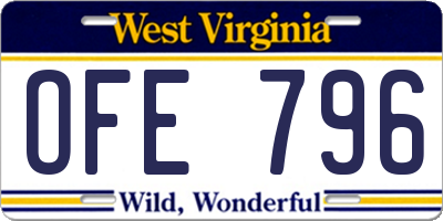 WV license plate OFE796