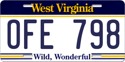 WV license plate OFE798