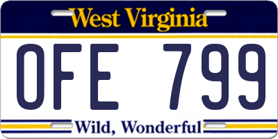 WV license plate OFE799