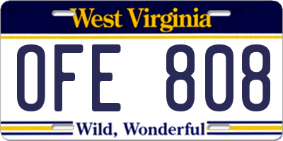 WV license plate OFE808