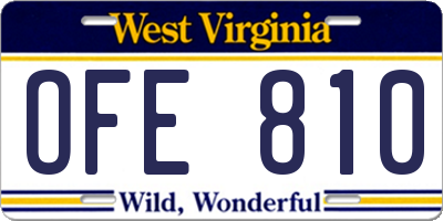 WV license plate OFE810