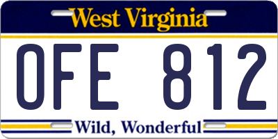 WV license plate OFE812