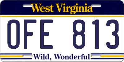 WV license plate OFE813