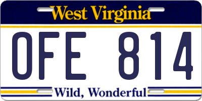 WV license plate OFE814