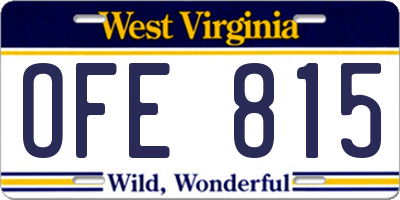 WV license plate OFE815