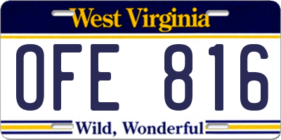 WV license plate OFE816