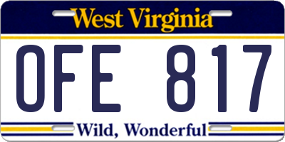 WV license plate OFE817