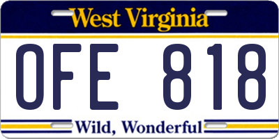 WV license plate OFE818