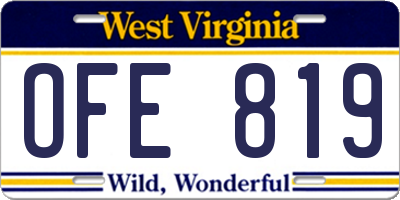 WV license plate OFE819