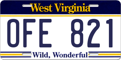 WV license plate OFE821