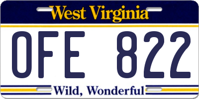WV license plate OFE822