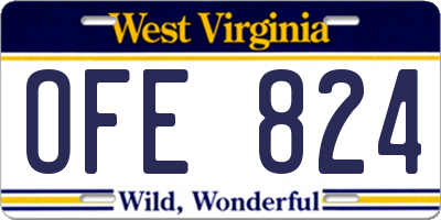 WV license plate OFE824